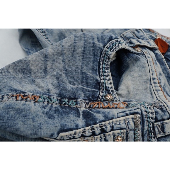 Rock Revival Jeans Mens 31x28 Blue Felix Slim Straight Acid Wash Y2K Distressed - Picture 8 of 8